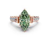 Rose gold Fancy Green Marquise  Cut Diamond Pavé Band Solitaire with Four-Prong Setting_15