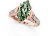 Rose gold Fancy Green Marquise  Cut Diamond Pavé Band Solitaire with Four-Prong Setting_16