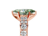Rose gold Fancy Green Marquise  Cut Diamond Pavé Band Solitaire with Four-Prong Setting_20