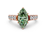Rose gold Fancy Green Marquise  Cut Diamond Pavé Band Solitaire with Four-Prong Setting_3