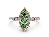 Rose gold Fancy Green Marquise  Cut Diamond Pavé Band Solitaire with Four-Prong Setting_3