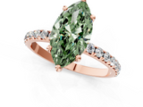 Rose gold Fancy Green Marquise  Cut Diamond Pavé Band Solitaire with Four-Prong Setting_4