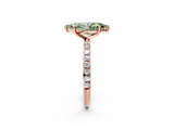 Rose gold Fancy Green Marquise  Cut Diamond Pavé Band Solitaire with Four-Prong Setting_5