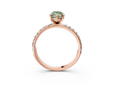 Rose gold Fancy Green Marquise  Cut Diamond Pavé Band Solitaire with Four-Prong Setting_6