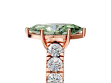 Rose gold Fancy Green Marquise  Cut Diamond Pavé Band Solitaire with Four-Prong Setting_8