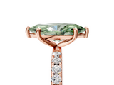 Rose gold Fancy Green Marquise  Cut Diamond Pavé Band Solitaire with Four-Prong Setting_8