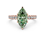 Rose gold Fancy Green Marquise  Cut Diamond Pavé Band with Four-Prong Setting_34
