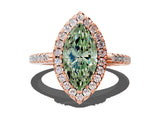Rose gold Fancy Green Marquise Cut Diamond Pavé Halo Ring with Four-Prong Setting_36