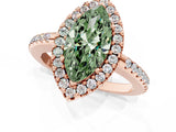 Rose gold Fancy Green Marquise Cut Diamond Pavé Halo Ring with Four-Prong Setting_37