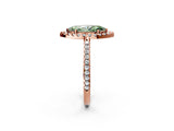 Rose gold Fancy Green Marquise Cut Diamond Pavé Halo Ring with Four-Prong Setting_38