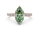 Rose gold Fancy Green Marquise Cut Diamond Pavé Solitaire Engagement Ring with Four-Prong Setting_73