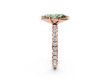 Rose gold Fancy Green Marquise Cut Diamond Pavé Solitaire Ring with Round Band and Prong Setting_14