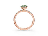 Rose gold Fancy Green Marquise Cut Diamond Pavé Solitaire Ring with Round Band and Prong Setting_15