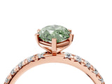 Rose gold Fancy Green Marquise Cut Diamond Pavé Solitaire Ring with Round Band and Prong Setting_16