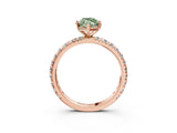 Rose gold Fancy Green Marquise Cut Diamond Pavé Solitaire Ring with Round Band and Prong Setting_27
