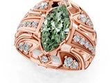 Rose gold Fancy Green Marquise Cut Diamond Pave Art Deco Split Shank Ring with Four-Prong Setting_1