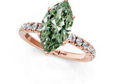 Rose gold Fancy Green Marquise Cut Diamond Pave Band Solitaire Ring with Four-Prong Setting_59