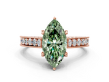 Rose gold Fancy Green Marquise  Cut Diamond Pave Band with Four-Prong Setting_36