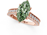 Rose gold Fancy Green Marquise  Cut Diamond Pave Band with Four-Prong Setting_37