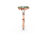 Rose gold Fancy Green Marquise  Cut Diamond Ring with Baguette Side Stones, Channel Set Band, and Four-Prong Setting_22