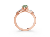 Rose gold Fancy Green Marquise  Cut Diamond Ring with Baguette Side Stones, Channel Set Band, and Four-Prong Setting_23