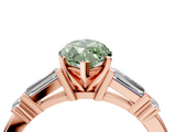 Rose gold Fancy Green Marquise  Cut Diamond Ring with Baguette Side Stones, Channel Set Band, and Four-Prong Setting_24