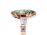 Rose gold Fancy Green Marquise  Cut Diamond Ring with Baguette Side Stones, Channel Set Band, and Four-Prong Setting_25