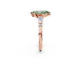 Rose gold Fancy Green Marquise  Cut Diamond Ring with Baguette Side Stones, Channel Set Band, and Four-Prong Setting_26