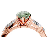Rose gold Fancy Green Marquise  Cut Diamond Ring with Baguette Side Stones, Channel Set Band, and Four-Prong Setting_28