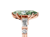 Rose gold Fancy Green Marquise  Cut Diamond Ring with Baguette Side Stones, Channel Set Band, and Four-Prong Setting_29
