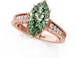 Rose gold Fancy Green Marquise Cut Diamond Ring with Milgrain Pavé Band and Four-Prong Setting_21