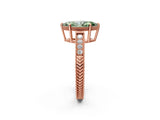 Rose gold Fancy Green Marquise Cut Diamond Ring with Milgrain Pavé Band and Four-Prong Setting_22