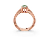 Rose gold Fancy Green Marquise Cut Diamond Ring with Milgrain Pavé Band and Four-Prong Setting_23