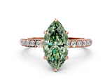 Rose gold Fancy Green Marquise  Cut Diamond Ring with Pavé Band and Four-Prong Setting_79