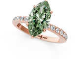 Rose gold Fancy Green Marquise  Cut Diamond Ring with Pavé Band and Four-Prong Setting_80
