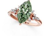 Rose gold Fancy Green Marquise Cut Diamond Ring with Side Stones and Four-Prong Setting_79