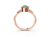 Rose gold Fancy Green Marquise Cut Diamond Ring with Side Stones and Four-Prong Setting_81
