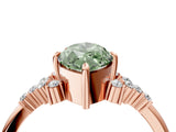 Rose gold Fancy Green Marquise Cut Diamond Ring with Side Stones and Four-Prong Setting_82