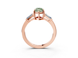 Rose gold Fancy Green Marquise  Cut Diamond Ring with Tapered Baguette Side Stones in Four-Prong Setting_6