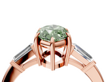Rose gold Fancy Green Marquise  Cut Diamond Ring with Tapered Baguette Side Stones in Four-Prong Setting_7