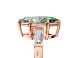Rose gold Fancy Green Marquise  Cut Diamond Ring with Tapered Baguette Side Stones in Four-Prong Setting_8