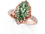 Rose gold Fancy Green Marquise Cut Diamond Scalloped Halo Engagement Ring with Round Shared Prong Band_13