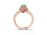 Rose gold Fancy Green Marquise Cut Diamond Scalloped Halo Engagement Ring with Round Shared Prong Band_15