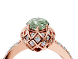 Rose gold Fancy Green Marquise Cut Diamond Scalloped Halo Engagement Ring with Round Shared Prong Band_16