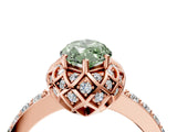 Rose gold Fancy Green Marquise Cut Diamond Scalloped Halo Engagement Ring with Round Shared Prong Band_28