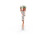 Rose gold Fancy Green Marquise Cut Diamond Scattered Round Accent Ring with Prong Setting_14