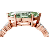 Rose gold Fancy Green Marquise Cut Diamond Scattered Round Accent Ring with Prong Setting_16