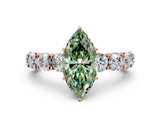 Rose gold Fancy Green Marquise Cut Diamond Side Stone Engagement Ring with Four-Prong Setting_48