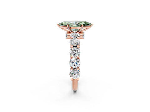 Rose gold Fancy Green Marquise Cut Diamond Side Stone Engagement Ring with Four-Prong Setting_50