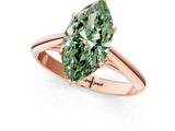 Rose gold Fancy Green Marquise Cut Diamond Solitaire Engagement Ring with Cathedral Setting and Four-Prong Mount_13